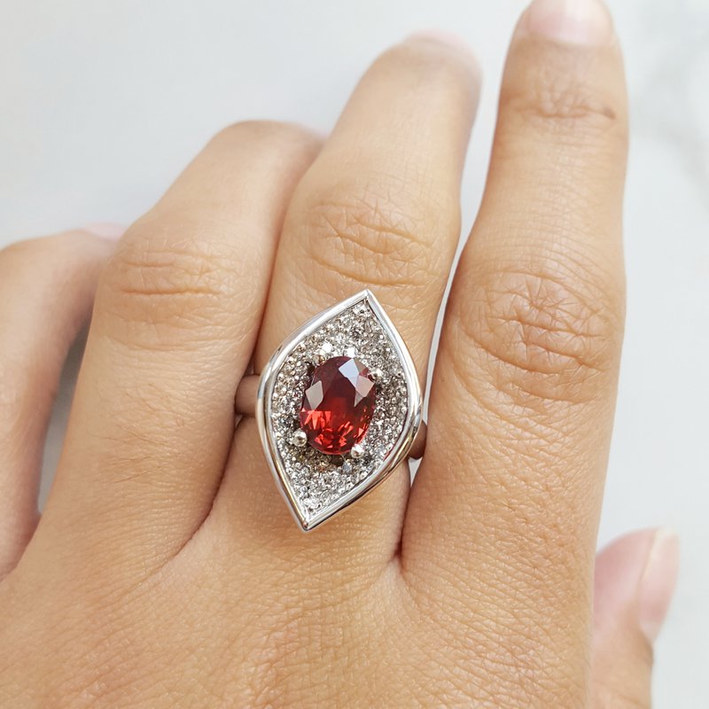 Luxury by Rene Hernandez Petal Shaped Red Spinel Ring