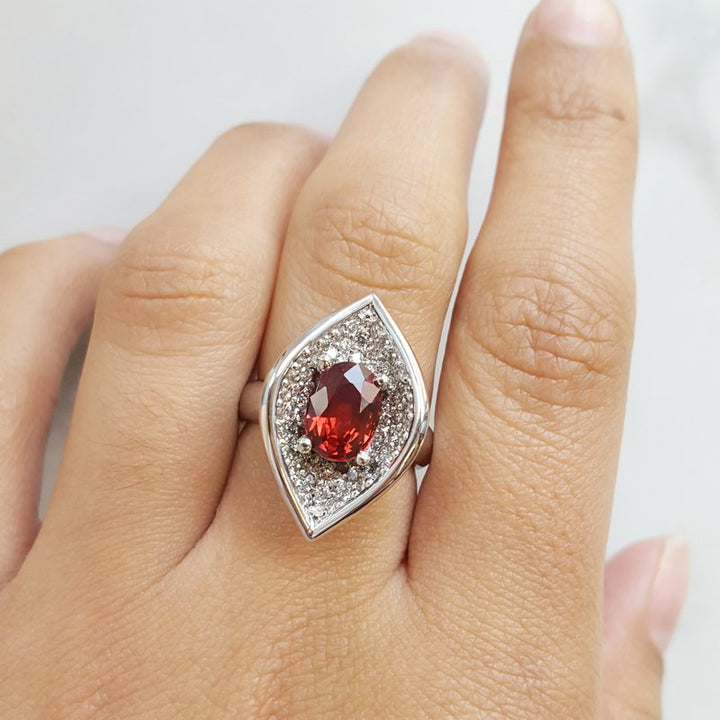 Luxury by Rene Hernandez Petal Shaped Red Spinel Ring