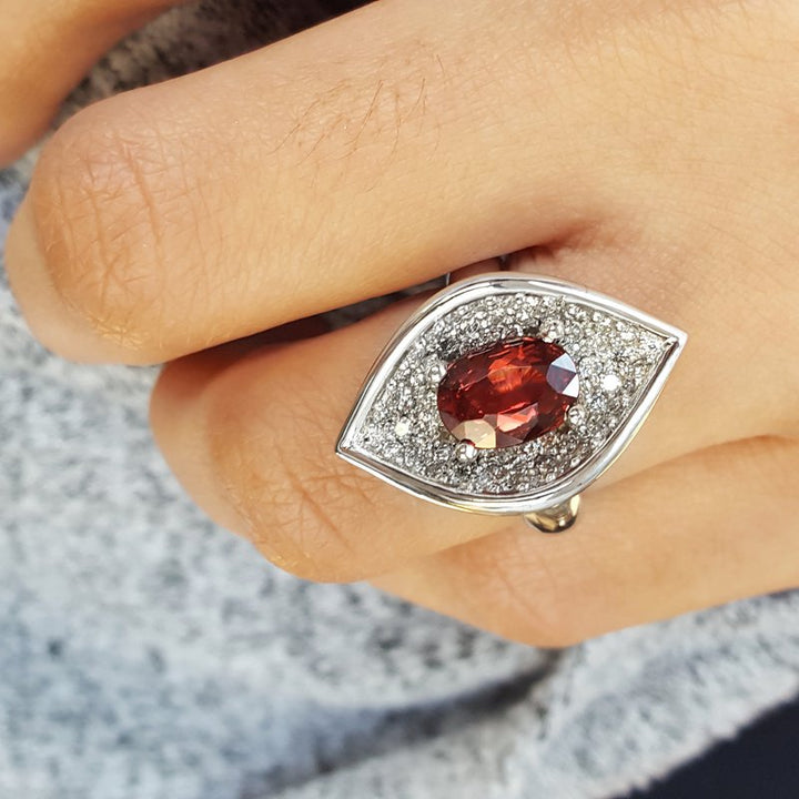 Luxury by Rene Hernandez Petal Shaped Red Spinel Ring