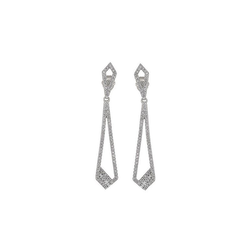 Gems One Diamond Modern Geometric Dangle Earrings In 14k White Gold (3/4 Ctw)