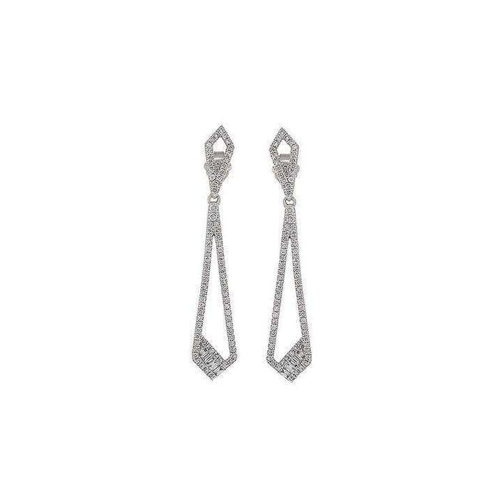 Gems One Diamond Modern Geometric Dangle Earrings In 14k White Gold (3/4 Ctw)