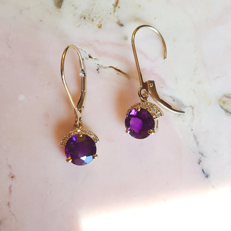  Arizona Amethyst Gold Jewelry Sunrise Dangle Earrings 363057