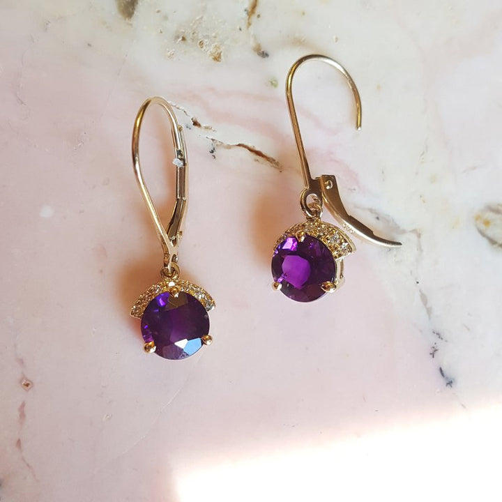  Arizona Amethyst Gold Jewelry Sunrise Dangle Earrings 363057