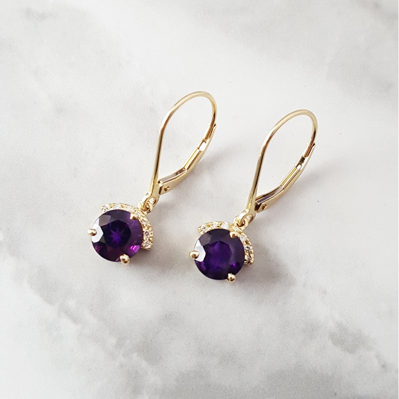 Arizona Amethyst Gold Jewelry Sunrise Dangle Earrings