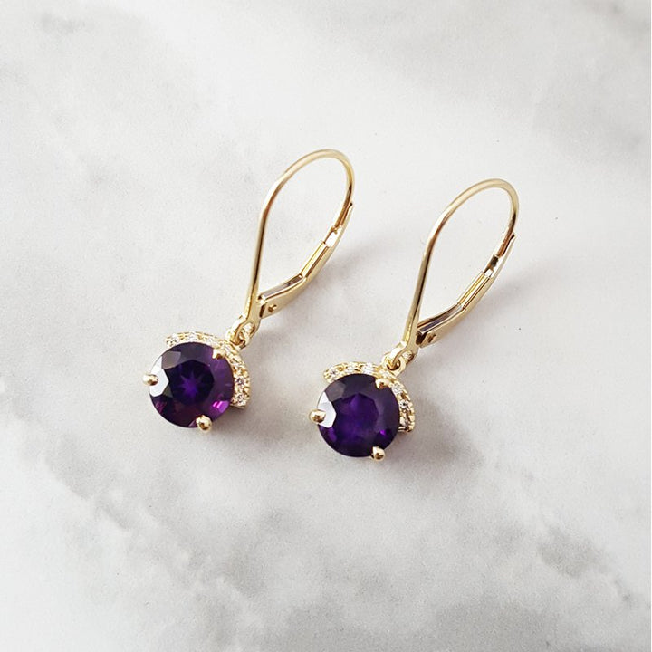 Arizona Amethyst Gold Jewelry Sunrise Dangle Earrings