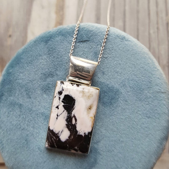 Arizona Turquoise and Inlaid Jewelry Rectangle Cut White Buffalo Pendant