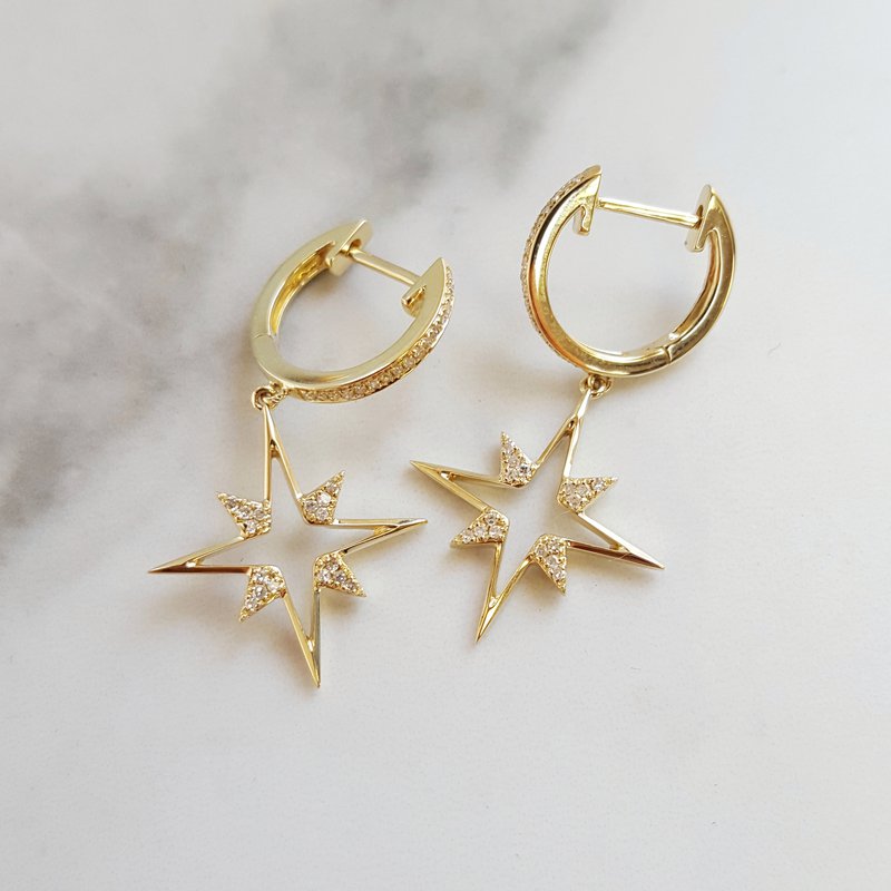 Gems One North Star Hoop Dangle Earrings