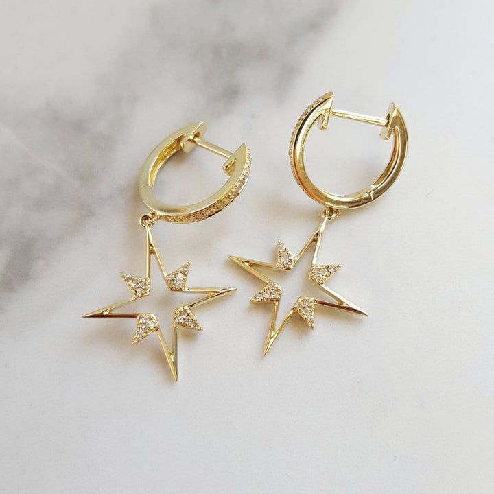 Gems One North Star Hoop Dangle Earrings