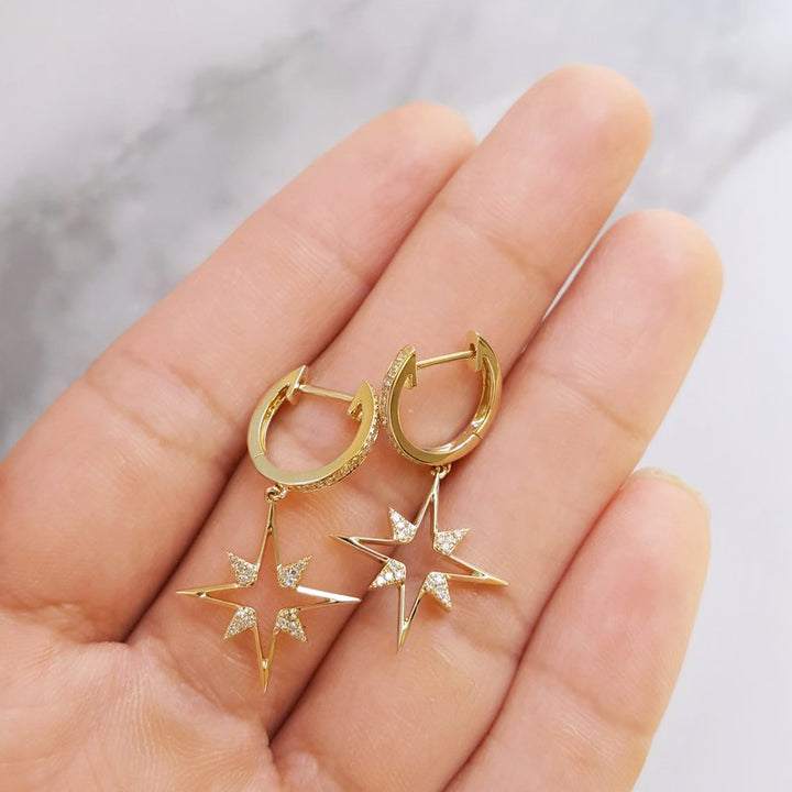 Gems One North Star Hoop Dangle Earrings