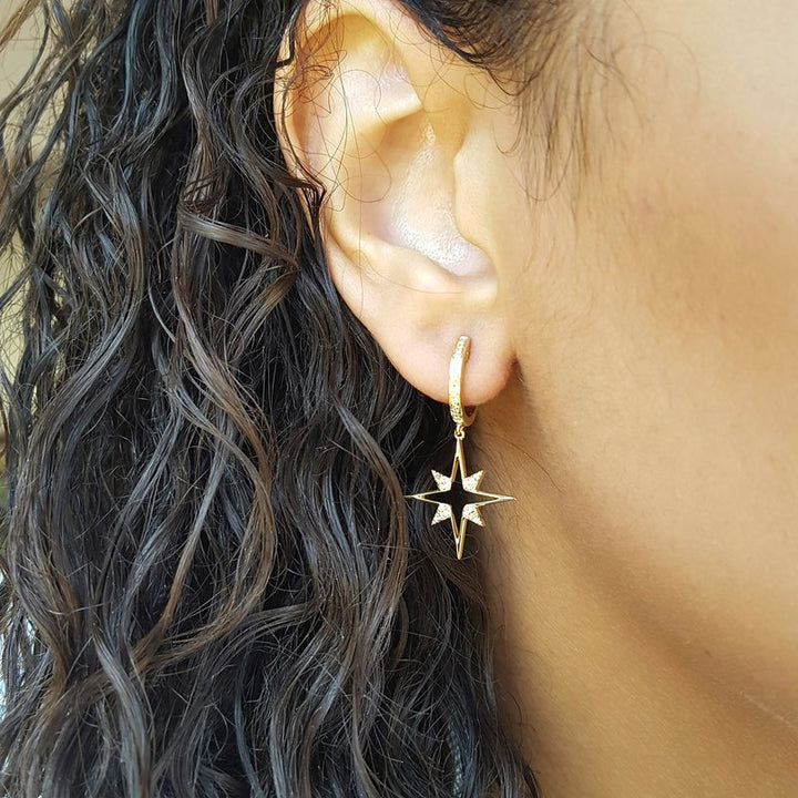 Gems One North Star Hoop Dangle Earrings