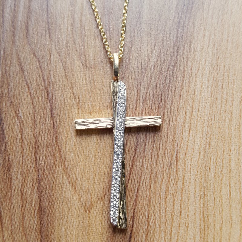 Sami Fine Jewelry Textured and Slanted Diamond Cross