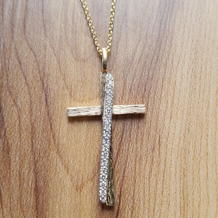 Sami Fine Jewelry Textured and Slanted Diamond Cross