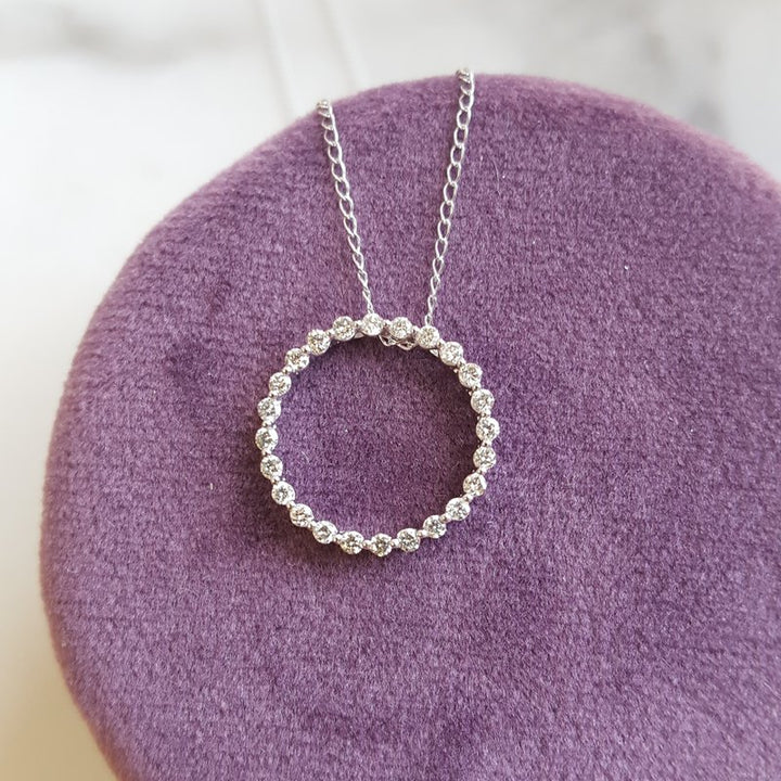 Gems One Diamond Eternity Circle Floating Pendant Necklace In 14k White Gold (1ctw)