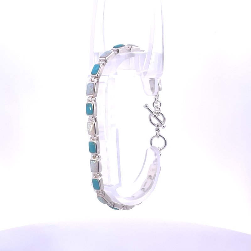 Arizona Turquoise and Inlaid Jewelry Rectangle Link Bracelet