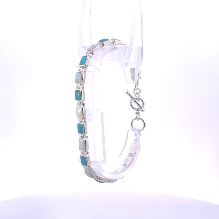 Arizona Turquoise and Inlaid Jewelry Rectangle Link Bracelet