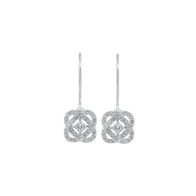 Gems One Diamond Infinity Love Heart Knot Dangle Earrings In 14k White Gold (1 Ctw)