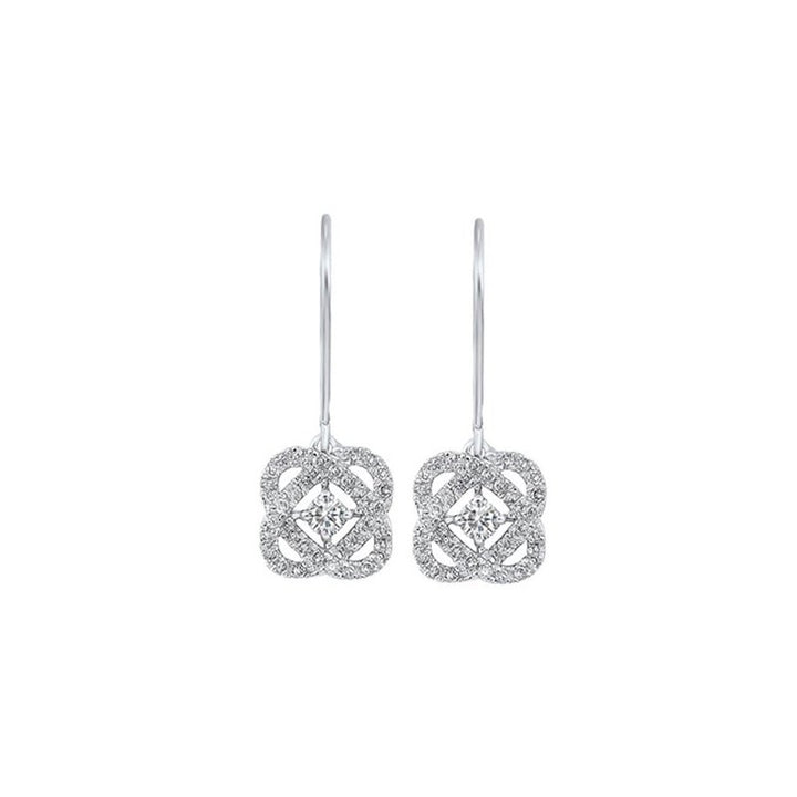 Gems One Diamond Infinity Love Heart Knot Dangle Earrings In 14k White Gold (1 Ctw)