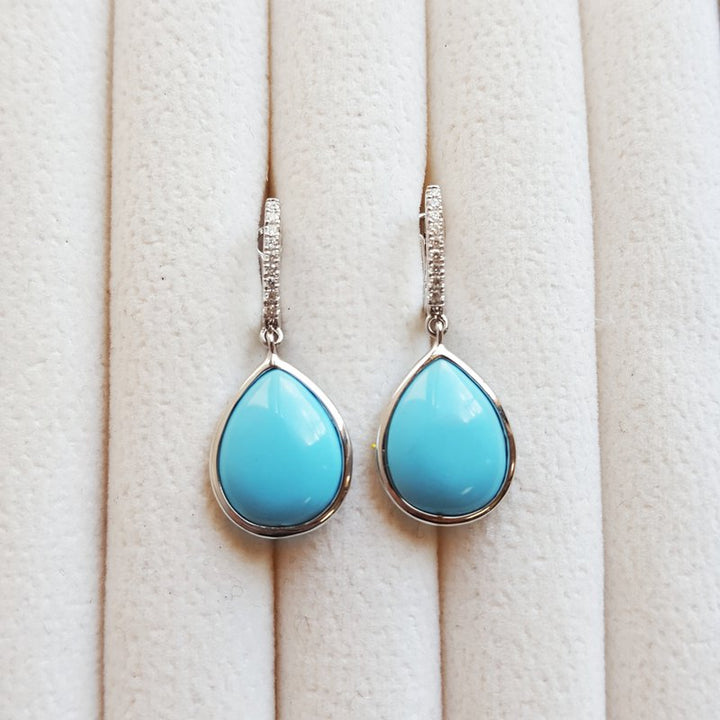 Arizona Turquoise and Inlaid Jewelry Smooth Turquoise and Diamond Dangles