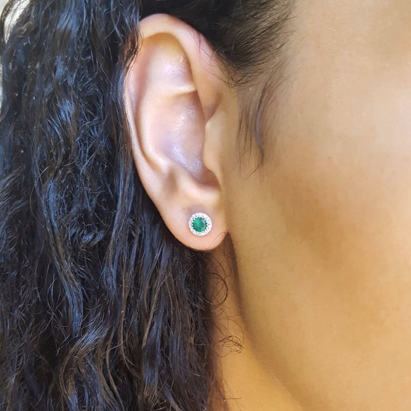 Sami Fine Jewelry White Gold Emerald Studs