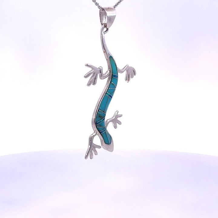 Arizona Turquoise and Inlaid Jewelry Gecko Pendant