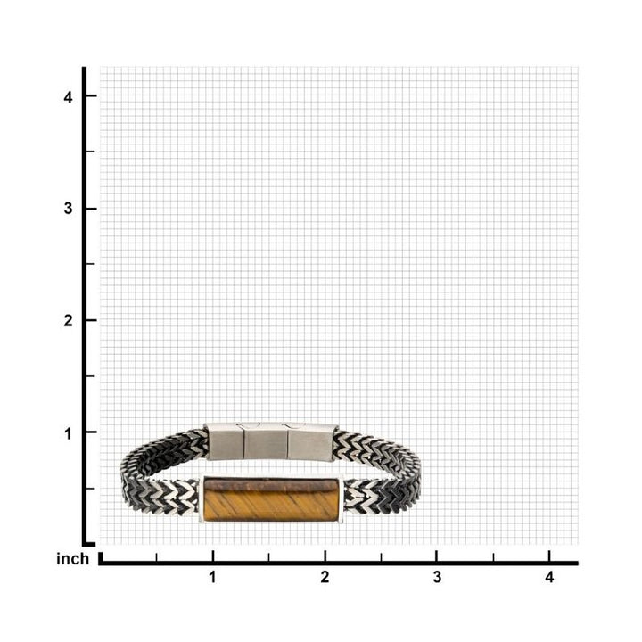 INOX Jewelry Stainless Steel Double Franco Chain with Tiger Eye Stone Bracelet