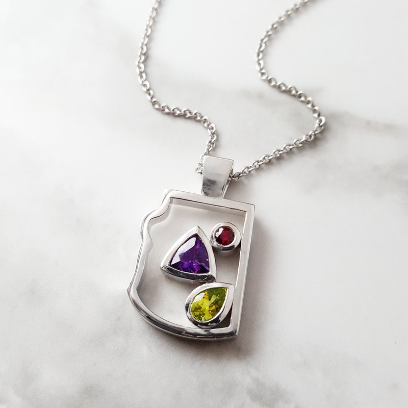 Arizona Amethyst Silver Jewelry Sterling Silver AZ State Pendant 363496