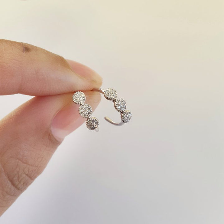 Gems One Diamond Triple Halo Cluster Earrings In 10K White Gold (1/8 Ctw)