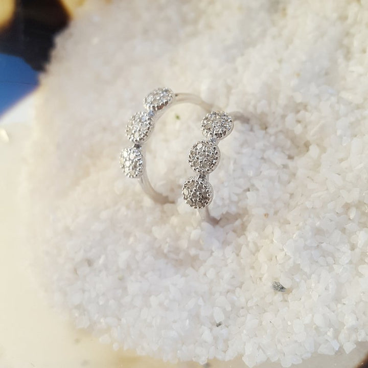 Gems One Diamond Triple Halo Cluster Earrings In 10K White Gold (1/8 Ctw)