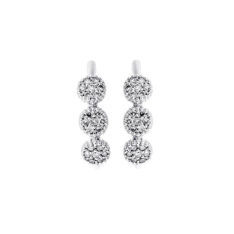 Gems One Diamond Triple Halo Cluster Earrings In 10K White Gold (1/8 Ctw)