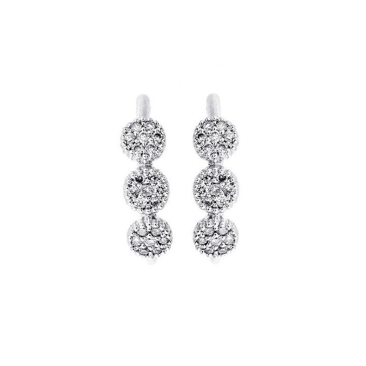 Gems One Diamond Triple Halo Cluster Earrings In 10K White Gold (1/8 Ctw)