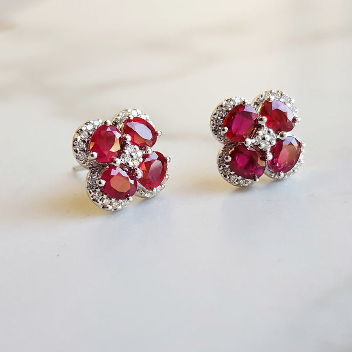 Allison Kaufman Clover Ruby Studs F245-18511
