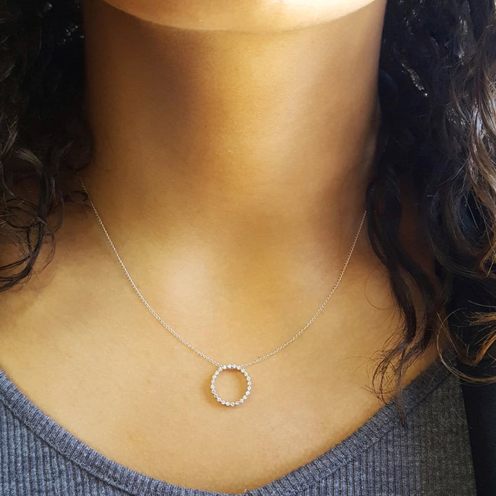 Gems One Diamond Eternity Circle Floating Pendant Necklace In 14k White Gold (1ctw)
