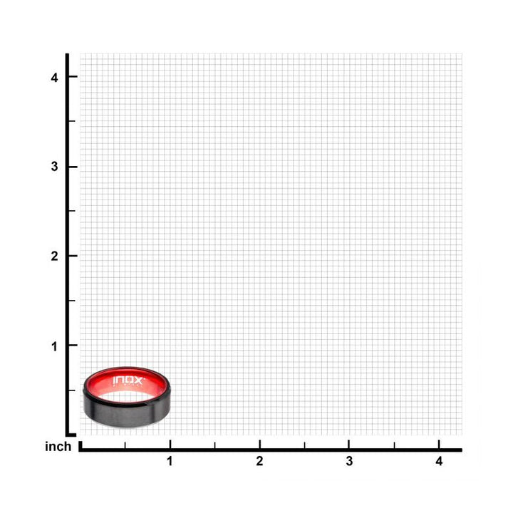 INOX Jewelry Red, Steel, Black IP Aluminum Flat Ring