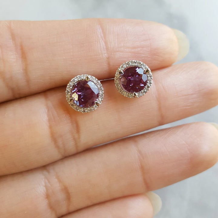 Sami Fine Jewelry Alexandrite Halo Studs 161387
