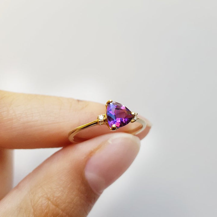   Arizona Amethyst Gold Jewelry Petite Trillion Amethyst Ring 362779 - Sami Fine Jewelry