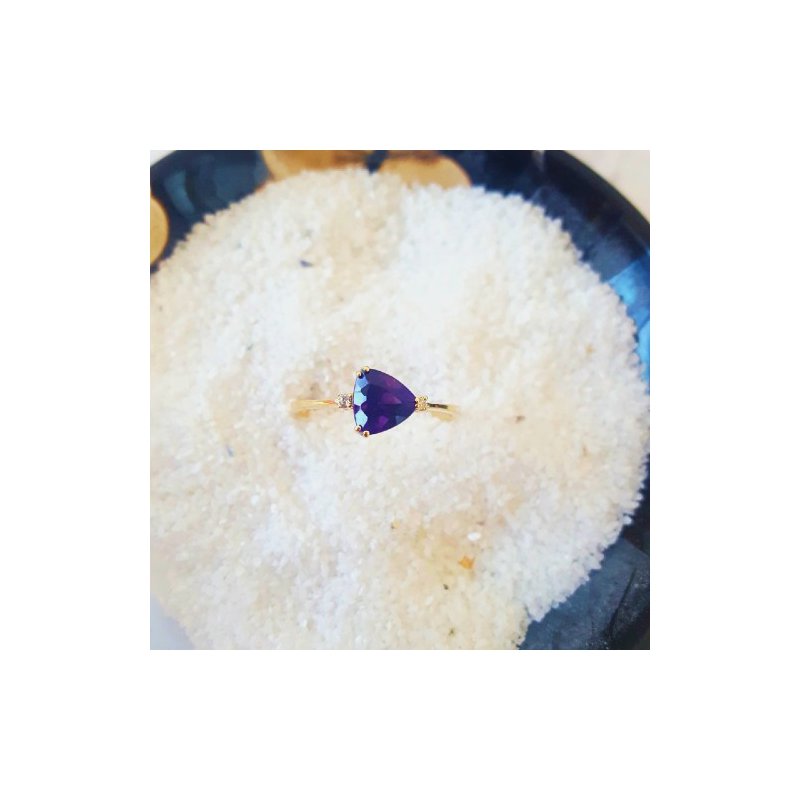 Petite Trillion Amethyst Ring