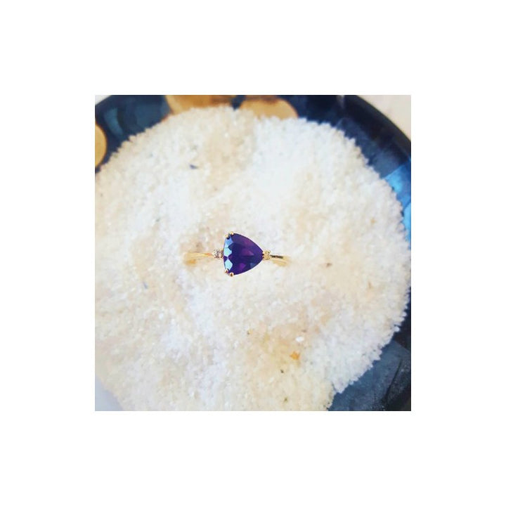 Petite Trillion Amethyst Ring