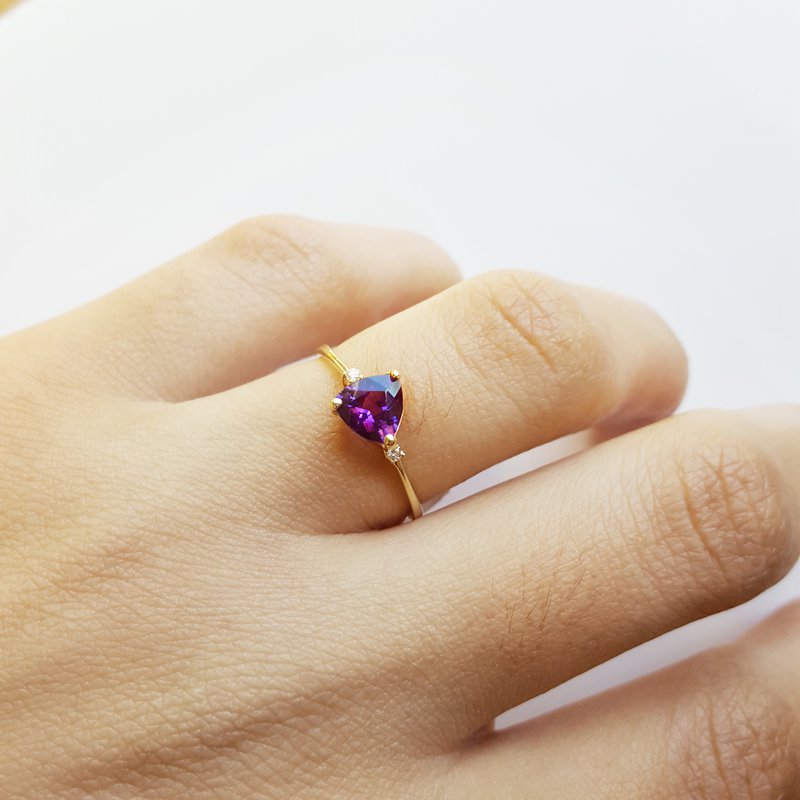 Petite Trillion Amethyst Ring