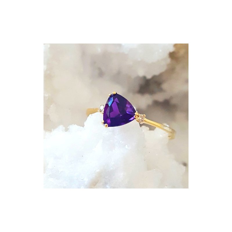 Petite Trillion Amethyst Ring