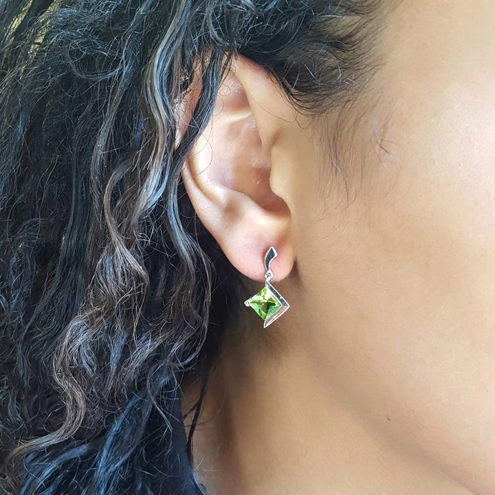 Arizona Peridot Gold Jewelry Peridot Princess Cut Earrings