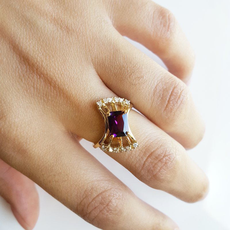   Arizona Amethyst Gold Jewelry Fanfare Amethyst Ring 363182 - Sami Fine Jewelry