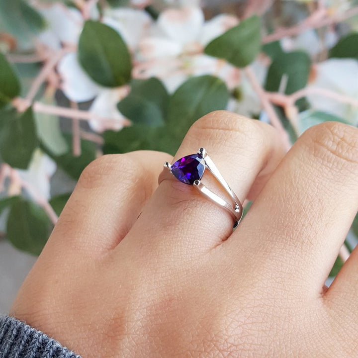 Amethyst Partial Split Shank Ring