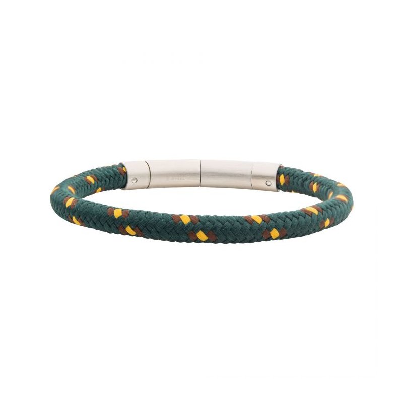 INOX Jewelry 6mm Green, Brown & Yellow Nylon Cord Bracelet BRNYLON-GBY