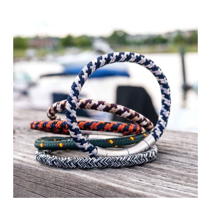 INOX Jewelry 6mm Green, Brown & Yellow Nylon Cord Bracelet