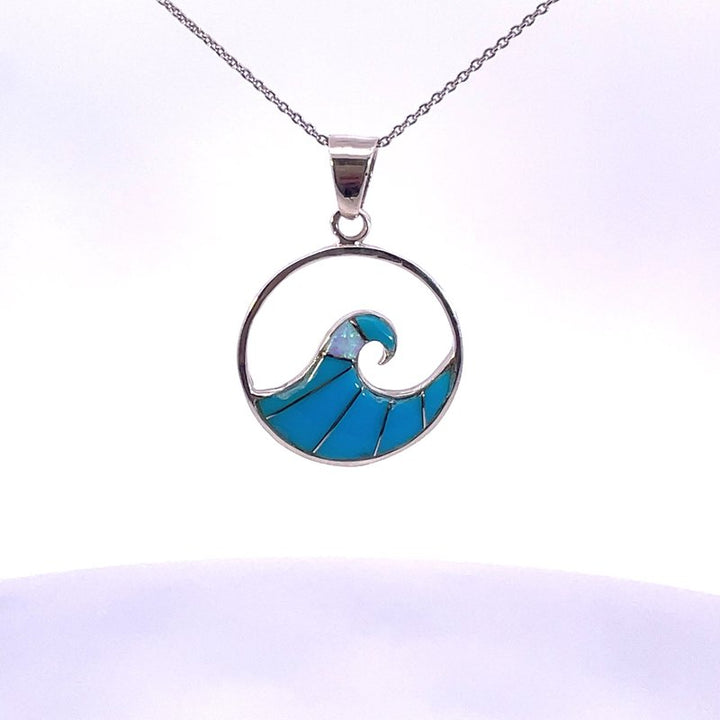 Arizona Turquoise and Inlaid Jewelry Ocean Wave Pendant