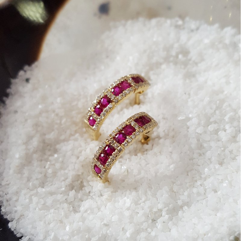 Sami Fine Jewelry Ruby Hoop Earrings