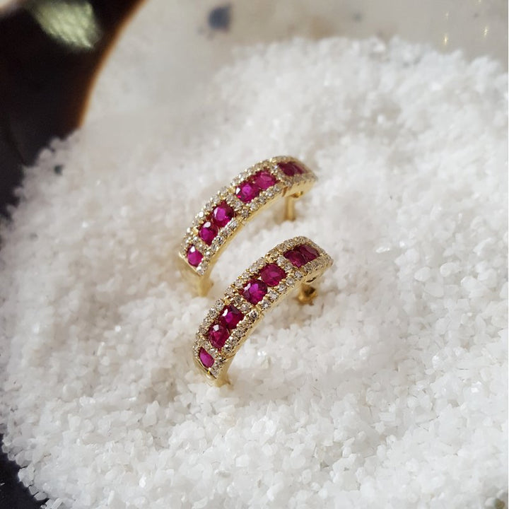 Sami Fine Jewelry Ruby Hoop Earrings