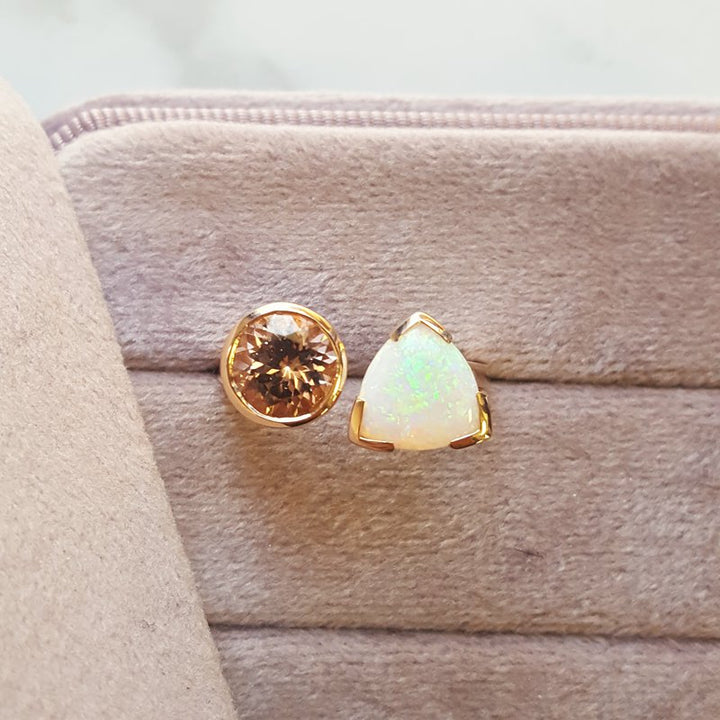 Sami Fine Jewelry Two Stone Garnet & Opal Ring