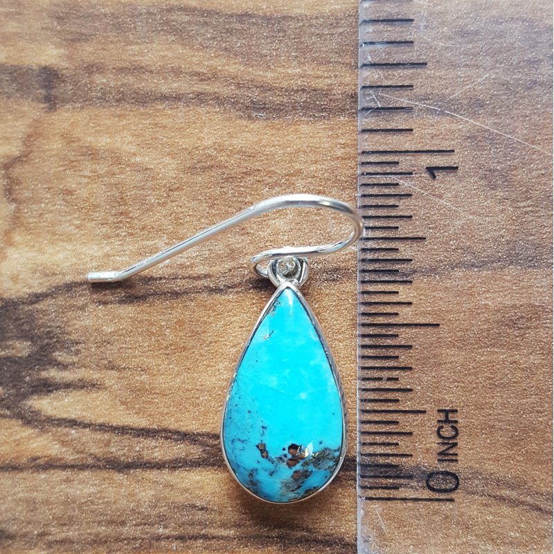 Arizona Turquoise and Inlaid Jewelry Mini Pear Kingman Turquoise Earrings