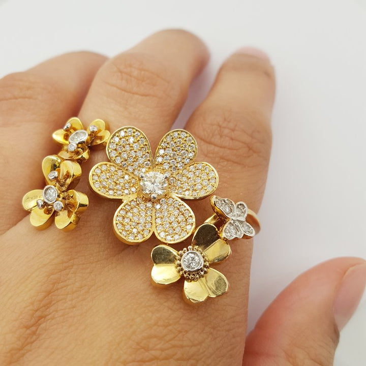 Luxury by Rene Hernandez Floral Double Finger Ring